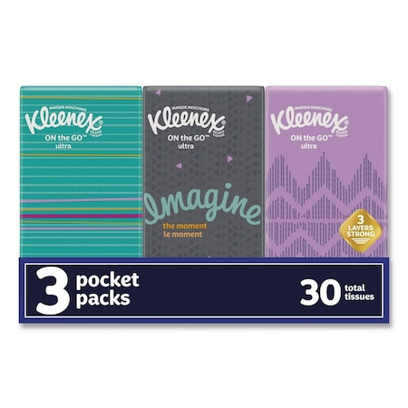 Kleenex On The Go Packs 3 Ply Facial Tissues, 10 Sheets, 36 PK 11976